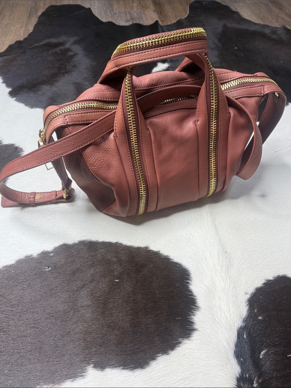 Kelsi Dagger Pebbled Leather Crossbody in Brick